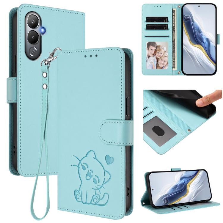 Embossed Heart Cat Leather Phone Case with Hand Strap, For Tecno Camon 20 Pro 5G, For Tecno Camon 20 4G / 20 Pro 4G, For Tecno Spark 10 5G, For Tecno Spark 10C / 10 4G, For Tecno Spark 10 Pro 4G / K17 4G, For Tecno Camon 19 / 19 Pro 5G                 ...