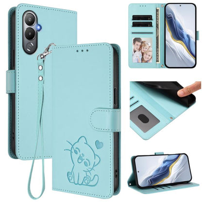 Embossed Heart Cat Leather Phone Case with Hand Strap, For Tecno Camon 20 Pro 5G, For Tecno Camon 20 4G / 20 Pro 4G, For Tecno Spark 10 5G, For Tecno Spark 10C / 10 4G, For Tecno Spark 10 Pro 4G / K17 4G, For Tecno Camon 19 / 19 Pro 5G                 ...