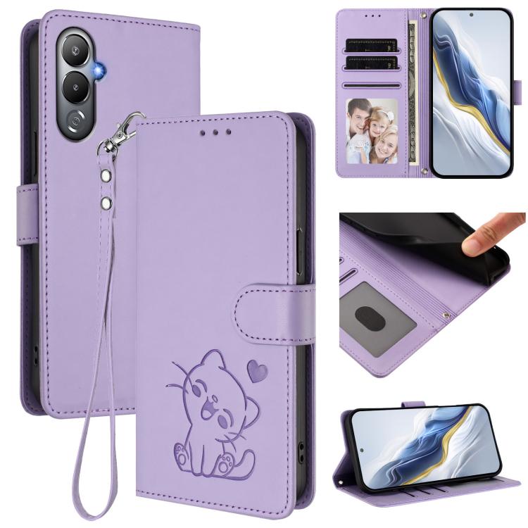 Embossed Heart Cat Leather Phone Case with Hand Strap, For Tecno Camon 20 Pro 5G, For Tecno Camon 20 4G / 20 Pro 4G, For Tecno Spark 10 5G, For Tecno Spark 10C / 10 4G, For Tecno Spark 10 Pro 4G / K17 4G, For Tecno Camon 19 / 19 Pro 5G                 ...