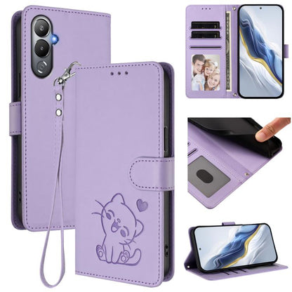 Embossed Heart Cat Leather Phone Case with Hand Strap, For Tecno Camon 20 Pro 5G, For Tecno Camon 20 4G / 20 Pro 4G, For Tecno Spark 10 5G, For Tecno Spark 10C / 10 4G, For Tecno Spark 10 Pro 4G / K17 4G, For Tecno Camon 19 / 19 Pro 5G                 ...