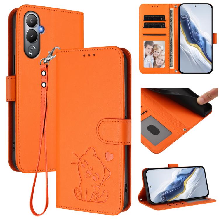 Embossed Heart Cat Leather Phone Case with Hand Strap, For Tecno Camon 20 Pro 5G, For Tecno Camon 20 4G / 20 Pro 4G, For Tecno Spark 10 5G, For Tecno Spark 10C / 10 4G, For Tecno Spark 10 Pro 4G / K17 4G, For Tecno Camon 19 / 19 Pro 5G                 ...