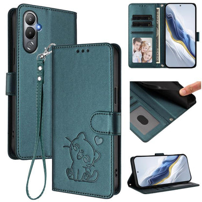 Embossed Heart Cat Leather Phone Case with Hand Strap, For Tecno Camon 20 Pro 5G, For Tecno Camon 20 4G / 20 Pro 4G, For Tecno Spark 10 5G, For Tecno Spark 10C / 10 4G, For Tecno Spark 10 Pro 4G / K17 4G, For Tecno Camon 19 / 19 Pro 5G                 ...