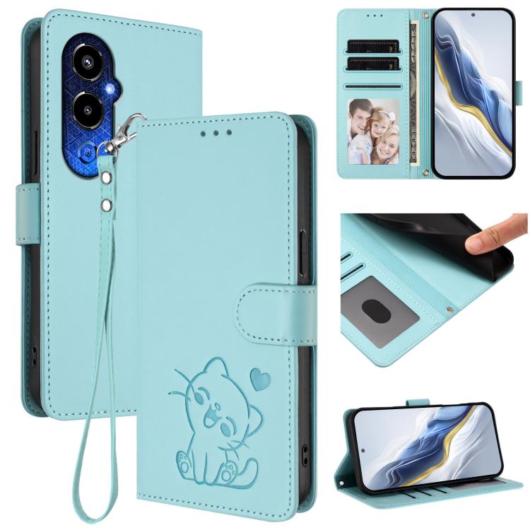 Embossed Heart Cat Leather Phone Case with Hand Strap, For Tecno Camon 20 Pro 5G, For Tecno Camon 20 4G / 20 Pro 4G, For Tecno Spark 10 5G, For Tecno Spark 10C / 10 4G, For Tecno Spark 10 Pro 4G / K17 4G, For Tecno Camon 19 / 19 Pro 5G                 ...
