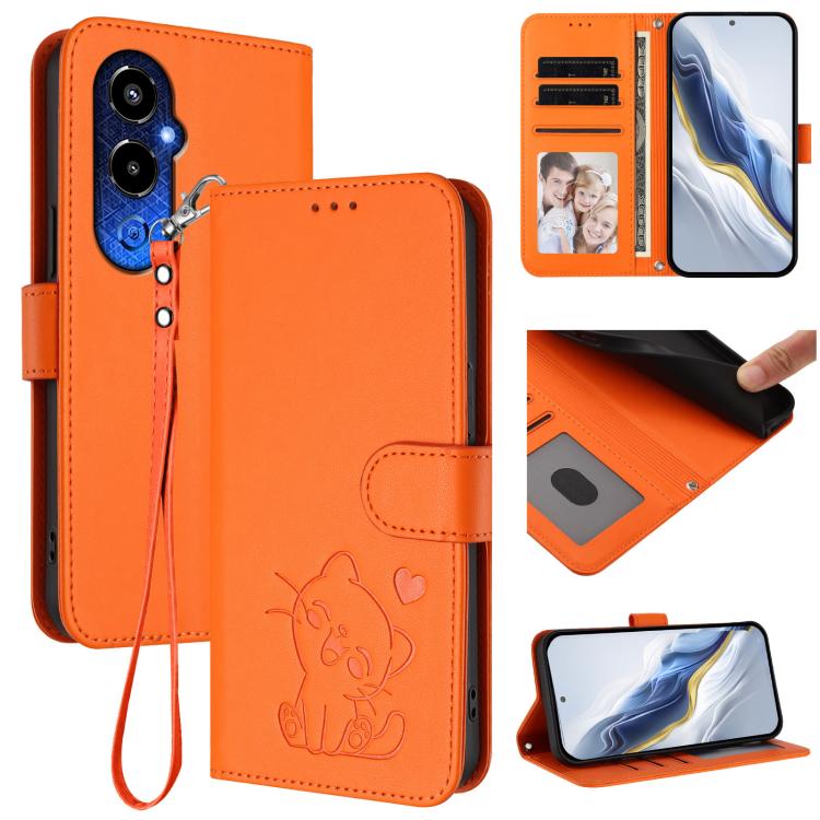 Embossed Heart Cat Leather Phone Case with Hand Strap, For Tecno Camon 20 Pro 5G, For Tecno Camon 20 4G / 20 Pro 4G, For Tecno Spark 10 5G, For Tecno Spark 10C / 10 4G, For Tecno Spark 10 Pro 4G / K17 4G, For Tecno Camon 19 / 19 Pro 5G                 ...