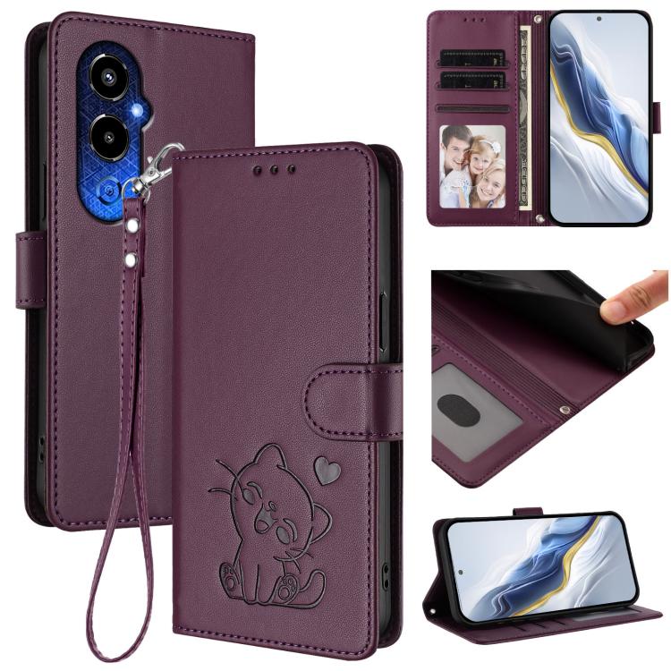 Embossed Heart Cat Leather Phone Case with Hand Strap, For Tecno Camon 20 Pro 5G, For Tecno Camon 20 4G / 20 Pro 4G, For Tecno Spark 10 5G, For Tecno Spark 10C / 10 4G, For Tecno Spark 10 Pro 4G / K17 4G, For Tecno Camon 19 / 19 Pro 5G                 ...