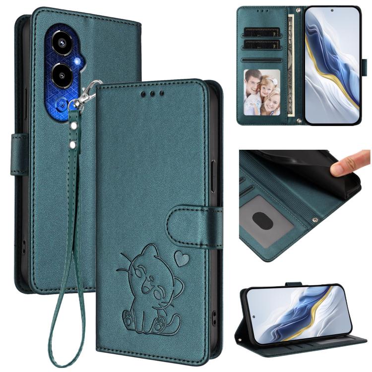 Embossed Heart Cat Leather Phone Case with Hand Strap, For Tecno Camon 20 Pro 5G, For Tecno Camon 20 4G / 20 Pro 4G, For Tecno Spark 10 5G, For Tecno Spark 10C / 10 4G, For Tecno Spark 10 Pro 4G / K17 4G, For Tecno Camon 19 / 19 Pro 5G                 ...