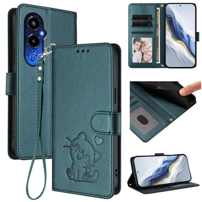 Embossed Heart Cat Leather Phone Case with Hand Strap, For Tecno Camon 20 Pro 5G, For Tecno Camon 20 4G / 20 Pro 4G, For Tecno Spark 10 5G, For Tecno Spark 10C / 10 4G, For Tecno Spark 10 Pro 4G / K17 4G, For Tecno Camon 19 / 19 Pro 5G                 ...