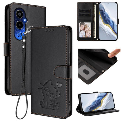 Embossed Heart Cat Leather Phone Case with Hand Strap, For Tecno Camon 20 Pro 5G, For Tecno Camon 20 4G / 20 Pro 4G, For Tecno Spark 10 5G, For Tecno Spark 10C / 10 4G, For Tecno Spark 10 Pro 4G / K17 4G, For Tecno Camon 19 / 19 Pro 5G                 ...