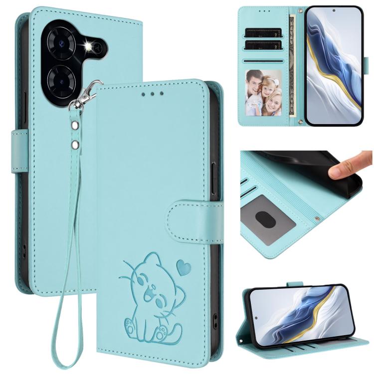 Embossed Heart Cat Leather Phone Case with Hand Strap, For Tecno Camon 30 Pro, For Tecno Camon 30 Premier 5G, For Tecno Camon 30 4G / 5G, For Tecno Pova 6 Pro 5G, For Tecno Spark 20 Pro+ 4G, For Tecno Pova 5 Pro, For Tecno Pova Neo 3, For Tecno Pova 5 ...