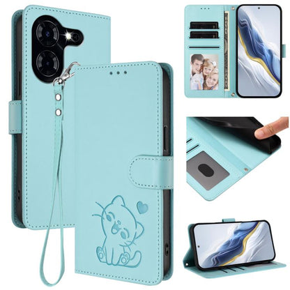 Embossed Heart Cat Leather Phone Case with Hand Strap, For Tecno Camon 30 Pro, For Tecno Camon 30 Premier 5G, For Tecno Camon 30 4G / 5G, For Tecno Pova 6 Pro 5G, For Tecno Spark 20 Pro+ 4G, For Tecno Pova 5 Pro, For Tecno Pova Neo 3, For Tecno Pova 5 ...