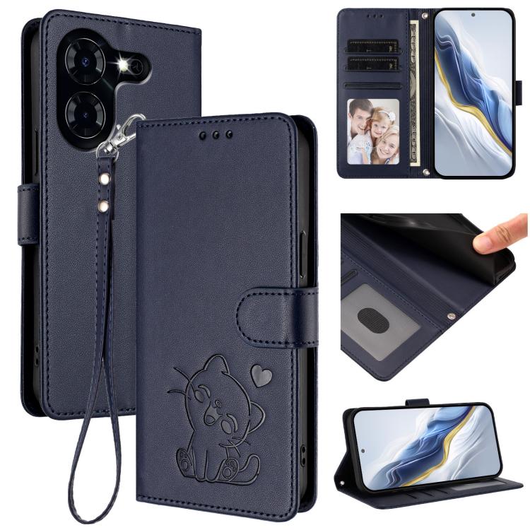 Embossed Heart Cat Leather Phone Case with Hand Strap, For Tecno Camon 30 Pro, For Tecno Camon 30 Premier 5G, For Tecno Camon 30 4G / 5G, For Tecno Pova 6 Pro 5G, For Tecno Spark 20 Pro+ 4G, For Tecno Pova 5 Pro, For Tecno Pova Neo 3, For Tecno Pova 5 ...