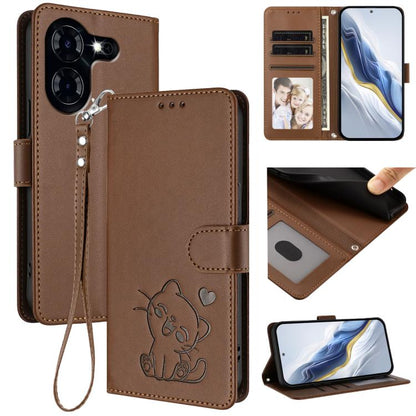 Embossed Heart Cat Leather Phone Case with Hand Strap, For Tecno Camon 30 Pro, For Tecno Camon 30 Premier 5G, For Tecno Camon 30 4G / 5G, For Tecno Pova 6 Pro 5G, For Tecno Spark 20 Pro+ 4G, For Tecno Pova 5 Pro, For Tecno Pova Neo 3, For Tecno Pova 5 ...