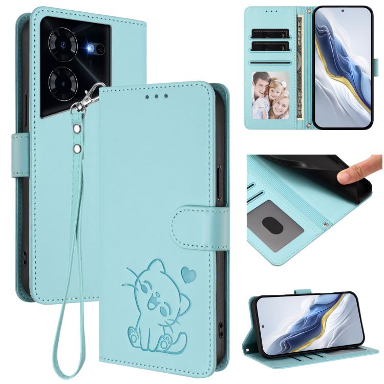 Embossed Heart Cat Leather Phone Case with Hand Strap, For Tecno Camon 30 Pro, For Tecno Camon 30 Premier 5G, For Tecno Camon 30 4G / 5G, For Tecno Pova 6 Pro 5G, For Tecno Spark 20 Pro+ 4G, For Tecno Pova 5 Pro, For Tecno Pova Neo 3, For Tecno Pova 5 ...