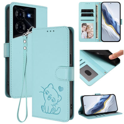 Embossed Heart Cat Leather Phone Case with Hand Strap, For Tecno Camon 30 Pro, For Tecno Camon 30 Premier 5G, For Tecno Camon 30 4G / 5G, For Tecno Pova 6 Pro 5G, For Tecno Spark 20 Pro+ 4G, For Tecno Pova 5 Pro, For Tecno Pova Neo 3, For Tecno Pova 5 ...