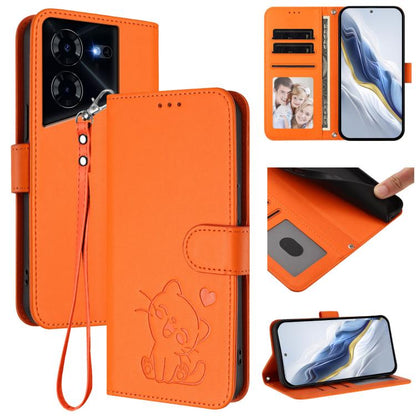 Embossed Heart Cat Leather Phone Case with Hand Strap, For Tecno Camon 30 Pro, For Tecno Camon 30 Premier 5G, For Tecno Camon 30 4G / 5G, For Tecno Pova 6 Pro 5G, For Tecno Spark 20 Pro+ 4G, For Tecno Pova 5 Pro, For Tecno Pova Neo 3, For Tecno Pova 5 ...
