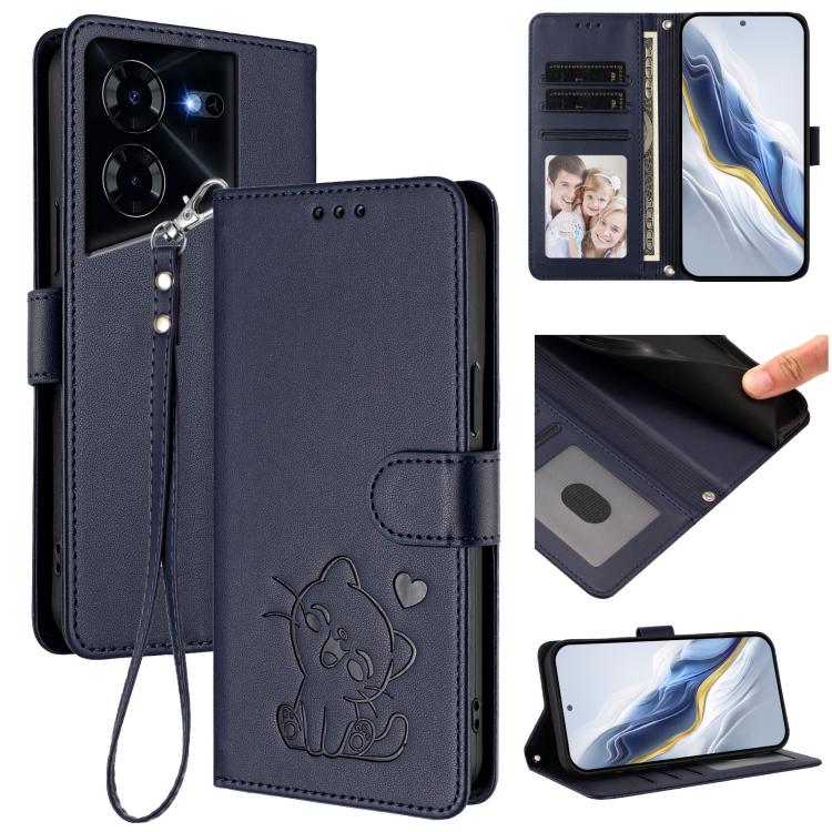 Embossed Heart Cat Leather Phone Case with Hand Strap, For Tecno Camon 30 Pro, For Tecno Camon 30 Premier 5G, For Tecno Camon 30 4G / 5G, For Tecno Pova 6 Pro 5G, For Tecno Spark 20 Pro+ 4G, For Tecno Pova 5 Pro, For Tecno Pova Neo 3, For Tecno Pova 5 ...