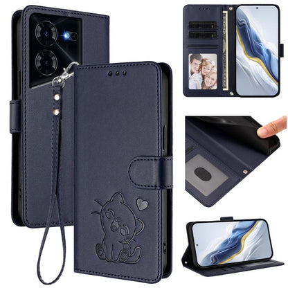 Embossed Heart Cat Leather Phone Case with Hand Strap, For Tecno Camon 30 Pro, For Tecno Camon 30 Premier 5G, For Tecno Camon 30 4G / 5G, For Tecno Pova 6 Pro 5G, For Tecno Spark 20 Pro+ 4G, For Tecno Pova 5 Pro, For Tecno Pova Neo 3, For Tecno Pova 5 ...