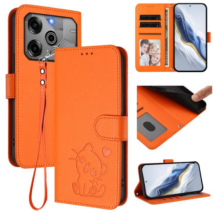 Embossed Heart Cat Leather Phone Case with Hand Strap, For Tecno Camon 30 Pro, For Tecno Camon 30 Premier 5G, For Tecno Camon 30 4G / 5G, For Tecno Pova 6 Pro 5G, For Tecno Spark 20 Pro+ 4G, For Tecno Pova 5 Pro, For Tecno Pova Neo 3, For Tecno Pova 5 ...