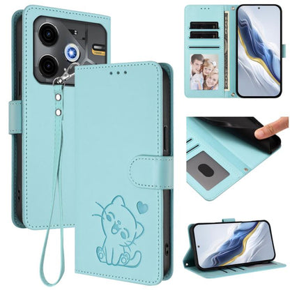 Embossed Heart Cat Leather Phone Case with Hand Strap, For Tecno Pova 7 Ultra 5G, For Tecno Pova 7 4G / 7 Neo, For Tecno Spark Go 1 / Pop 9, For Tecno Camon 40 Pro 4G, For Tecno Camon 40 Premier, For Tecno Camon 40 4G, For Tecno Spark 30C 5G / Pop 9 5G...