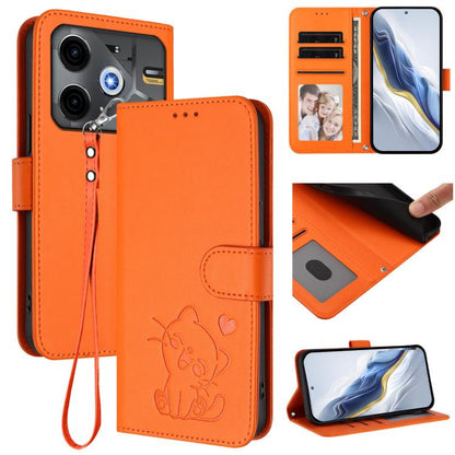 Embossed Heart Cat Leather Phone Case with Hand Strap, For Tecno Pova 7 Ultra 5G, For Tecno Pova 7 4G / 7 Neo, For Tecno Spark Go 1 / Pop 9, For Tecno Camon 40 Pro 4G, For Tecno Camon 40 Premier, For Tecno Camon 40 4G, For Tecno Spark 30C 5G / Pop 9 5G...