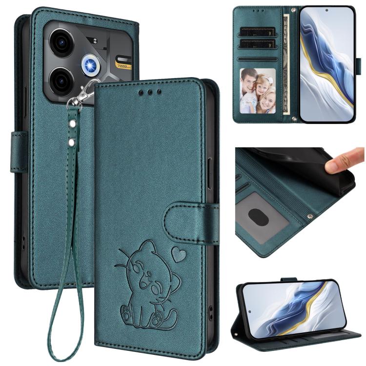 Embossed Heart Cat Leather Phone Case with Hand Strap, For Tecno Pova 7 Ultra 5G, For Tecno Pova 7 4G / 7 Neo, For Tecno Spark Go 1 / Pop 9, For Tecno Camon 40 Pro 4G, For Tecno Camon 40 Premier, For Tecno Camon 40 4G, For Tecno Spark 30C 5G / Pop 9 5G...