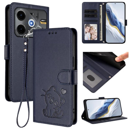 Embossed Heart Cat Leather Phone Case with Hand Strap, For Tecno Pova 7 Ultra 5G, For Tecno Pova 7 4G / 7 Neo, For Tecno Spark Go 1 / Pop 9, For Tecno Camon 40 Pro 4G, For Tecno Camon 40 Premier, For Tecno Camon 40 4G, For Tecno Spark 30C 5G / Pop 9 5G...