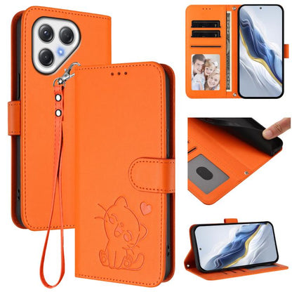 Embossed Heart Cat Leather Phone Case with Hand Strap, For Tecno Pova 7 Ultra 5G, For Tecno Pova 7 4G / 7 Neo, For Tecno Spark Go 1 / Pop 9, For Tecno Camon 40 Pro 4G, For Tecno Camon 40 Premier, For Tecno Camon 40 4G, For Tecno Spark 30C 5G / Pop 9 5G...