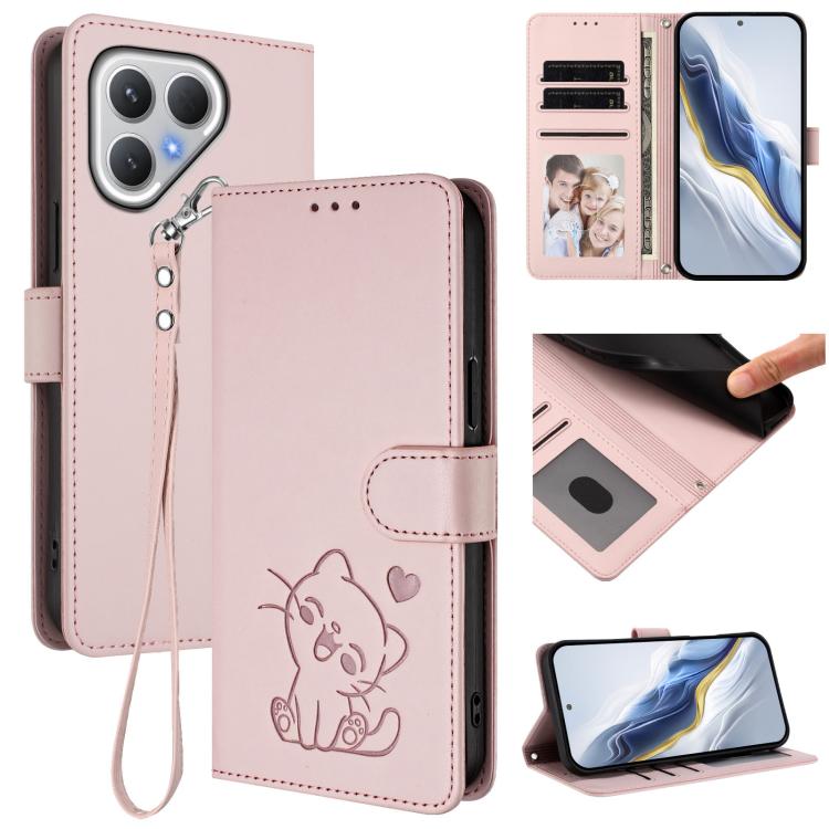 Embossed Heart Cat Leather Phone Case with Hand Strap, For Tecno Camon 50 Pro 4G, For Tecno Camon 50 4G, For Tecno Spark Go 2024 4G / 20C 4G, For Tecno Spark 40C, For Tecno Pova 7 Pro 5G, For Tecno Pova 7 5G 2025, For Tecno Spark 40 Pro+ 4G            ...