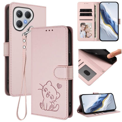 Embossed Heart Cat Leather Phone Case with Hand Strap, For Tecno Camon 50 Pro 4G, For Tecno Camon 50 4G, For Tecno Spark Go 2024 4G / 20C 4G, For Tecno Spark 40C, For Tecno Pova 7 Pro 5G, For Tecno Pova 7 5G 2025, For Tecno Spark 40 Pro+ 4G            ...
