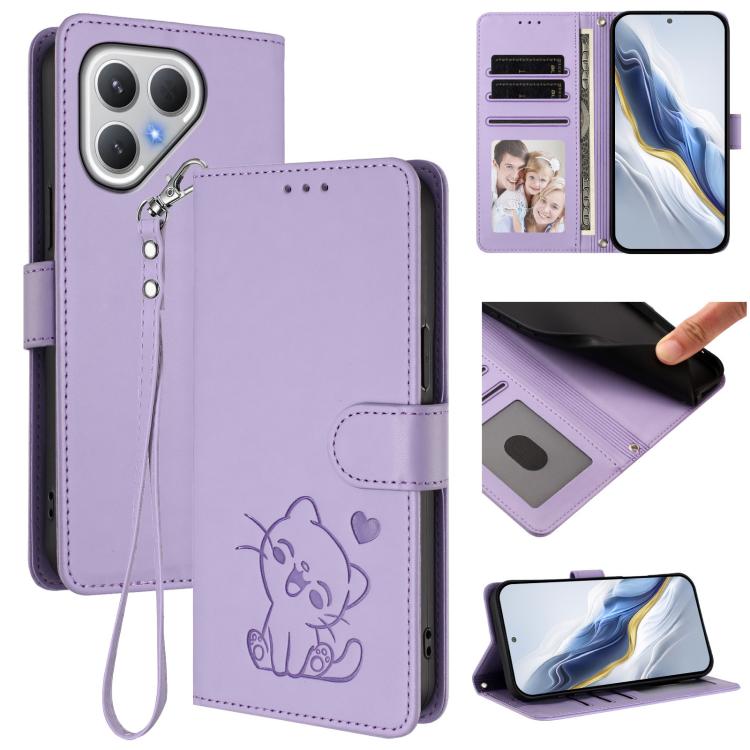 Embossed Heart Cat Leather Phone Case with Hand Strap, For Tecno Camon 50 Pro 4G, For Tecno Camon 50 4G, For Tecno Spark Go 2024 4G / 20C 4G, For Tecno Spark 40C, For Tecno Pova 7 Pro 5G, For Tecno Pova 7 5G 2025, For Tecno Spark 40 Pro+ 4G            ...