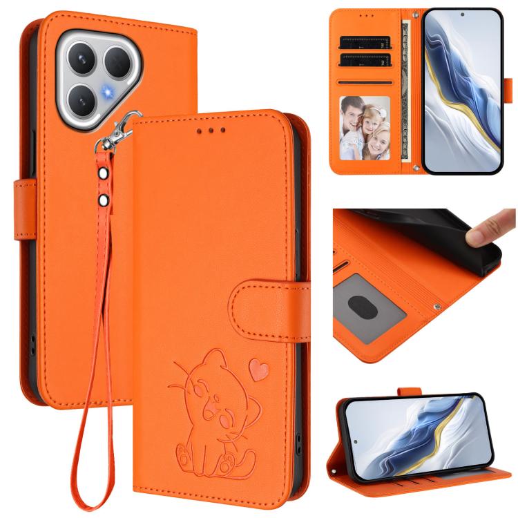 Embossed Heart Cat Leather Phone Case with Hand Strap, For Tecno Camon 50 Pro 4G, For Tecno Camon 50 4G, For Tecno Spark Go 2024 4G / 20C 4G, For Tecno Spark 40C, For Tecno Pova 7 Pro 5G, For Tecno Pova 7 5G 2025, For Tecno Spark 40 Pro+ 4G            ...