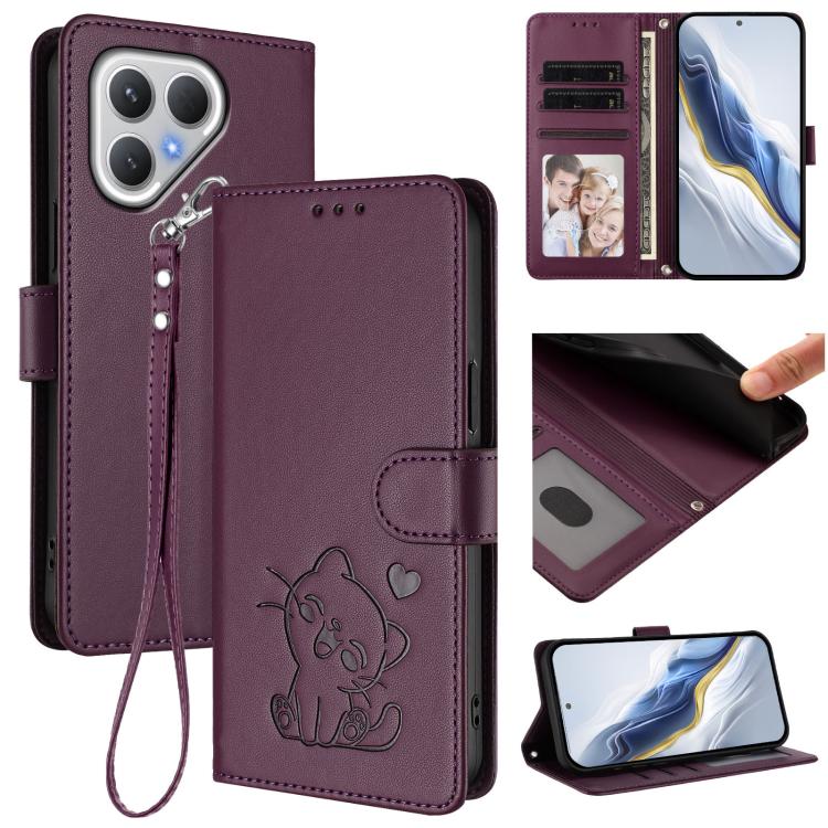 Embossed Heart Cat Leather Phone Case with Hand Strap, For Tecno Camon 50 Pro 4G, For Tecno Camon 50 4G, For Tecno Spark Go 2024 4G / 20C 4G, For Tecno Spark 40C, For Tecno Pova 7 Pro 5G, For Tecno Pova 7 5G 2025, For Tecno Spark 40 Pro+ 4G            ...