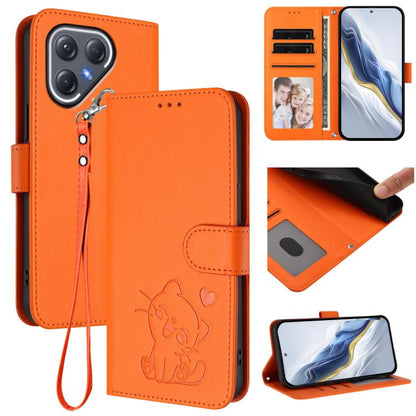 Embossed Heart Cat Leather Phone Case with Hand Strap, For Tecno Pova 7 Ultra 5G, For Tecno Pova 7 4G / 7 Neo, For Tecno Spark Go 1 / Pop 9, For Tecno Camon 40 Pro 4G, For Tecno Camon 40 Premier, For Tecno Camon 40 4G, For Tecno Spark 30C 5G / Pop 9 5G...