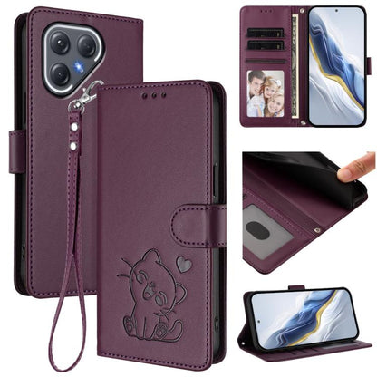 Embossed Heart Cat Leather Phone Case with Hand Strap, For Tecno Pova 7 Ultra 5G, For Tecno Pova 7 4G / 7 Neo, For Tecno Spark Go 1 / Pop 9, For Tecno Camon 40 Pro 4G, For Tecno Camon 40 Premier, For Tecno Camon 40 4G, For Tecno Spark 30C 5G / Pop 9 5G...