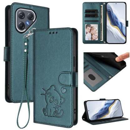 Embossed Heart Cat Leather Phone Case with Hand Strap, For Tecno Pova 7 Ultra 5G, For Tecno Pova 7 4G / 7 Neo, For Tecno Spark Go 1 / Pop 9, For Tecno Camon 40 Pro 4G, For Tecno Camon 40 Premier, For Tecno Camon 40 4G, For Tecno Spark 30C 5G / Pop 9 5G...