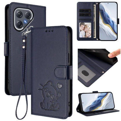 Embossed Heart Cat Leather Phone Case with Hand Strap, For Tecno Pova 7 Ultra 5G, For Tecno Pova 7 4G / 7 Neo, For Tecno Spark Go 1 / Pop 9, For Tecno Camon 40 Pro 4G, For Tecno Camon 40 Premier, For Tecno Camon 40 4G, For Tecno Spark 30C 5G / Pop 9 5G...