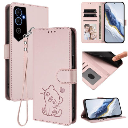 Embossed Heart Cat Leather Phone Case with Hand Strap, For Tecno Camon 20 Pro 5G, For Tecno Camon 20 4G / 20 Pro 4G, For Tecno Spark 10 5G, For Tecno Spark 10C / 10 4G, For Tecno Spark 10 Pro 4G / K17 4G, For Tecno Camon 19 / 19 Pro 5G                 ...