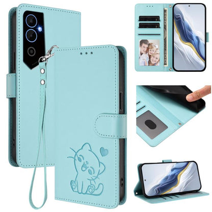 Embossed Heart Cat Leather Phone Case with Hand Strap, For Tecno Camon 20 Pro 5G, For Tecno Camon 20 4G / 20 Pro 4G, For Tecno Spark 10 5G, For Tecno Spark 10C / 10 4G, For Tecno Spark 10 Pro 4G / K17 4G, For Tecno Camon 19 / 19 Pro 5G                 ...