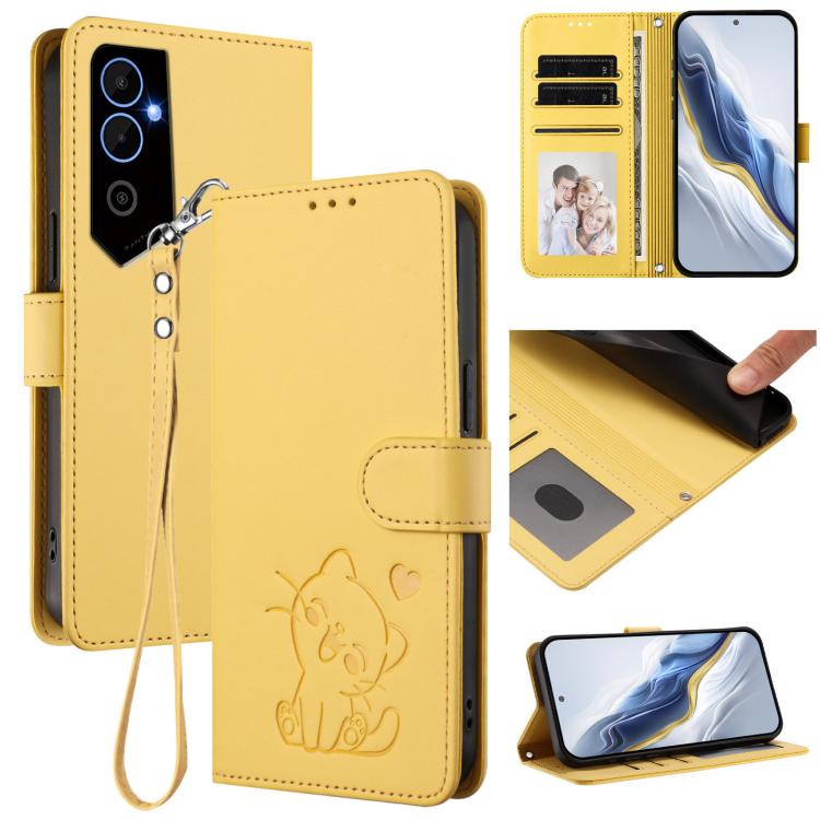 Embossed Heart Cat Leather Phone Case with Hand Strap, For Tecno Camon 20 Pro 5G, For Tecno Camon 20 4G / 20 Pro 4G, For Tecno Spark 10 5G, For Tecno Spark 10C / 10 4G, For Tecno Spark 10 Pro 4G / K17 4G, For Tecno Camon 19 / 19 Pro 5G                 ...
