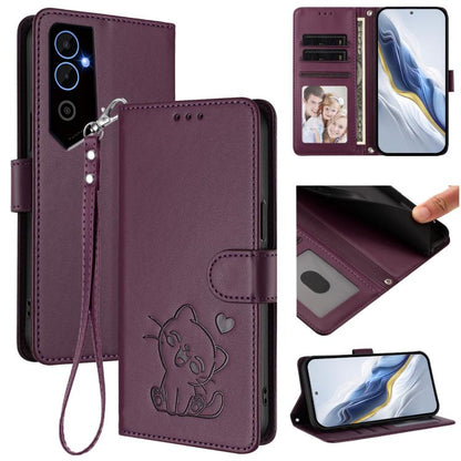 Embossed Heart Cat Leather Phone Case with Hand Strap, For Tecno Camon 20 Pro 5G, For Tecno Camon 20 4G / 20 Pro 4G, For Tecno Spark 10 5G, For Tecno Spark 10C / 10 4G, For Tecno Spark 10 Pro 4G / K17 4G, For Tecno Camon 19 / 19 Pro 5G                 ...
