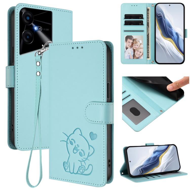 Embossed Heart Cat Leather Phone Case with Hand Strap, For Tecno Camon 30 Pro, For Tecno Camon 30 Premier 5G, For Tecno Camon 30 4G / 5G, For Tecno Pova 6 Pro 5G, For Tecno Spark 20 Pro+ 4G, For Tecno Pova 5 Pro, For Tecno Pova Neo 3, For Tecno Pova 5 ...