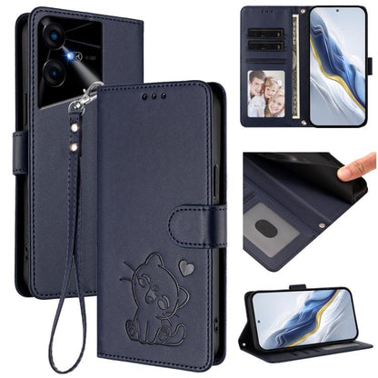 Embossed Heart Cat Leather Phone Case with Hand Strap, For Tecno Camon 30 Pro, For Tecno Camon 30 Premier 5G, For Tecno Camon 30 4G / 5G, For Tecno Pova 6 Pro 5G, For Tecno Spark 20 Pro+ 4G, For Tecno Pova 5 Pro, For Tecno Pova Neo 3, For Tecno Pova 5 ...