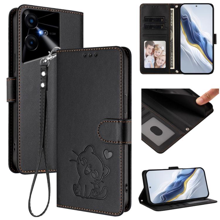 Embossed Heart Cat Leather Phone Case with Hand Strap, For Tecno Camon 30 Pro, For Tecno Camon 30 Premier 5G, For Tecno Camon 30 4G / 5G, For Tecno Pova 6 Pro 5G, For Tecno Spark 20 Pro+ 4G, For Tecno Pova 5 Pro, For Tecno Pova Neo 3, For Tecno Pova 5 ...