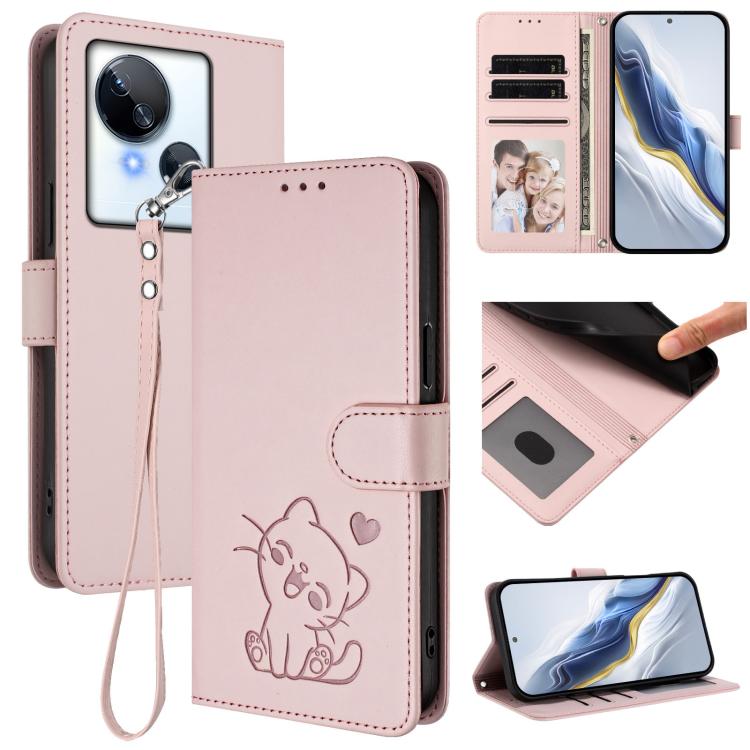 Embossed Heart Cat Leather Phone Case with Hand Strap, For Tecno Camon 20 Pro 5G, For Tecno Camon 20 4G / 20 Pro 4G, For Tecno Spark 10 5G, For Tecno Spark 10C / 10 4G, For Tecno Spark 10 Pro 4G / K17 4G, For Tecno Camon 19 / 19 Pro 5G                 ...