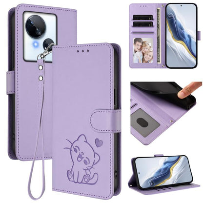 Embossed Heart Cat Leather Phone Case with Hand Strap, For Tecno Camon 20 Pro 5G, For Tecno Camon 20 4G / 20 Pro 4G, For Tecno Spark 10 5G, For Tecno Spark 10C / 10 4G, For Tecno Spark 10 Pro 4G / K17 4G, For Tecno Camon 19 / 19 Pro 5G                 ...