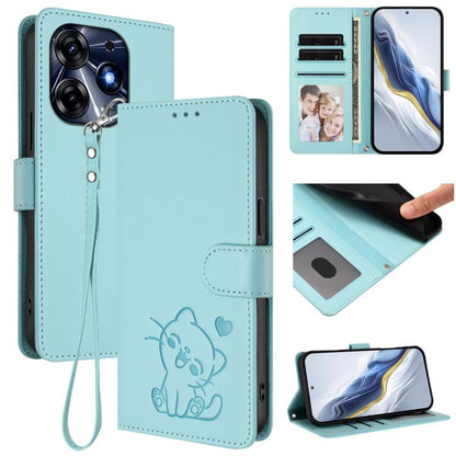 Embossed Heart Cat Leather Phone Case with Hand Strap, For Tecno Camon 20 Pro 5G, For Tecno Camon 20 4G / 20 Pro 4G, For Tecno Spark 10 5G, For Tecno Spark 10C / 10 4G, For Tecno Spark 10 Pro 4G / K17 4G, For Tecno Camon 19 / 19 Pro 5G                 ...