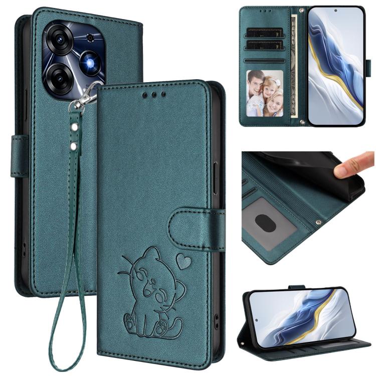 Embossed Heart Cat Leather Phone Case with Hand Strap, For Tecno Camon 20 Pro 5G, For Tecno Camon 20 4G / 20 Pro 4G, For Tecno Spark 10 5G, For Tecno Spark 10C / 10 4G, For Tecno Spark 10 Pro 4G / K17 4G, For Tecno Camon 19 / 19 Pro 5G                 ...