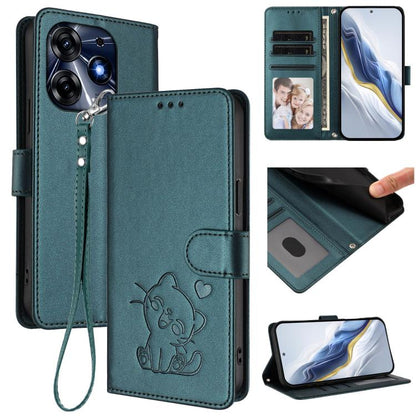 Embossed Heart Cat Leather Phone Case with Hand Strap, For Tecno Camon 20 Pro 5G, For Tecno Camon 20 4G / 20 Pro 4G, For Tecno Spark 10 5G, For Tecno Spark 10C / 10 4G, For Tecno Spark 10 Pro 4G / K17 4G, For Tecno Camon 19 / 19 Pro 5G                 ...