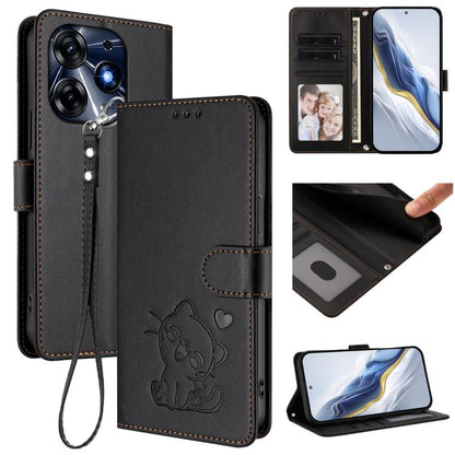 Embossed Heart Cat Leather Phone Case with Hand Strap, For Tecno Camon 20 Pro 5G, For Tecno Camon 20 4G / 20 Pro 4G, For Tecno Spark 10 5G, For Tecno Spark 10C / 10 4G, For Tecno Spark 10 Pro 4G / K17 4G, For Tecno Camon 19 / 19 Pro 5G                 ...