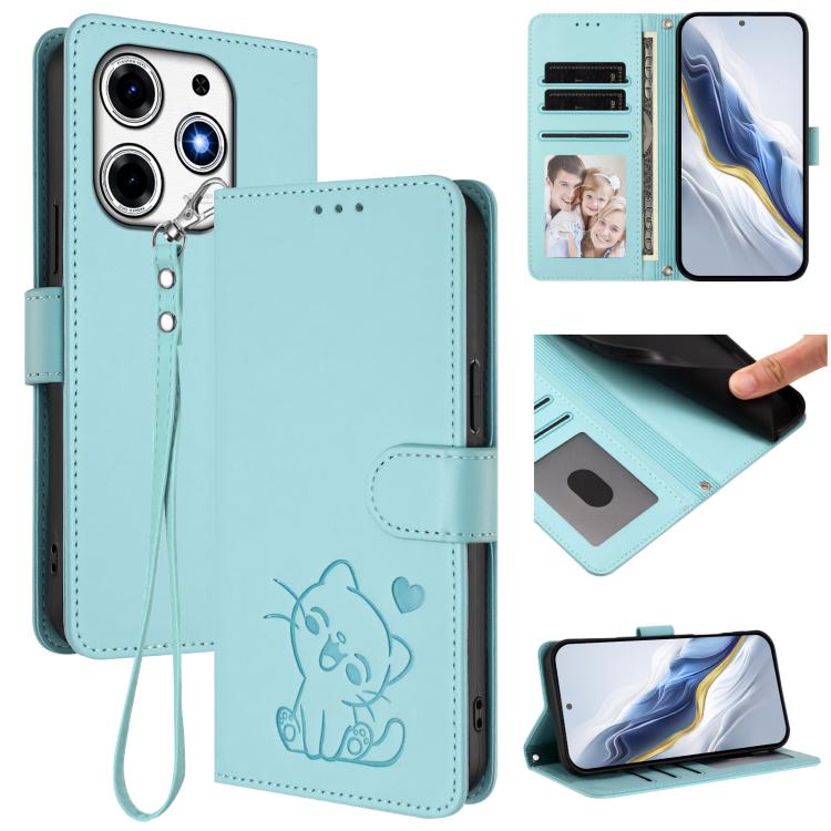 Embossed Heart Cat Leather Phone Case with Hand Strap, For Tecno Spark 30 5G / Pova 6 Neo 5G, For Tecno Spark 30 Pro 4G, For Tecno Spark 30 4G, For Tecno Spark Go 5G 2025 / Hot 60i 5G, For Tecno Spark 30C 4G, For Tecno Spark 20 Pro 5G                  ...